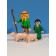 PLAYMOBIL ALDEANO  CON HIJO Y CERDITOS , BELEN - 18/8/22