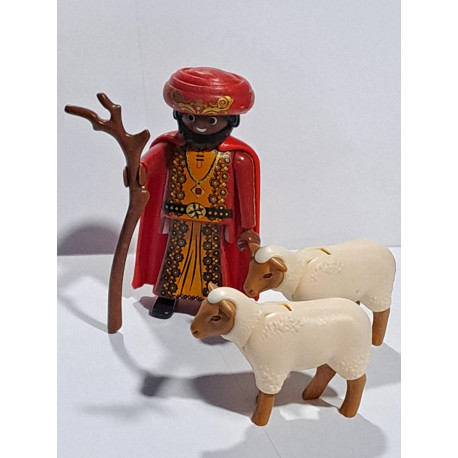 PLAYMOBIL ALDEANO , PASTOR ARABE CON OVEJAS , MEDIEVAL , BELEN - 16/6/23