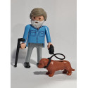 PLAYMOBIL FIGURA ABUELO CON PERRO Y MULETA  - 28/9/23