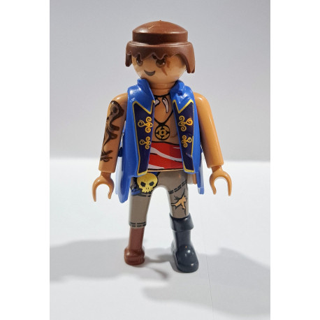 PLAYMOBIL FIGURA PIRATA CHALECO AZUL Y PATA DE PALO - 30/10/23
