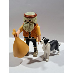 PLAYMOBIL ALDEANO CON SU PERRO Y SACO DE ALIMENTOS , BELEN  - 30/9/15