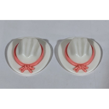 PLAYMOBIL 2X SOMBRERO OESTE BLANCO Y LAZO ROSA - 29/10/16