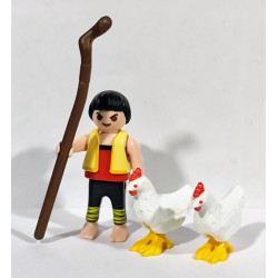 PLAYMOBIL NIÑO CON GALLINAS , BELEN , MEDIEVAL  - 28/1/20