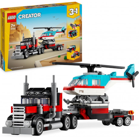 LEGO CREATOR - 31146 CAMION PLATAFORMA CON HELICOPTERO