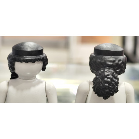 PLAYMOBIL 2X PELUCA NEGRA RIZADA CON COLETA - 18/9/20
