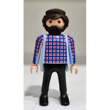 PLAYMOBIL  FIGURA HOMBRE CON BARBA Y CAMISETA CUADROS  - 22/6/25