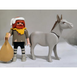 PLAYMOBIL  ALDEANO CON SACO Y BURRO , BELEN - 27/6/25