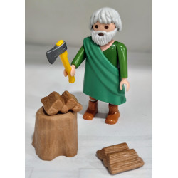 PLAYMOBIL ALDEANO , LEÑADOR CON HACHA, BELEN - 9/11/15