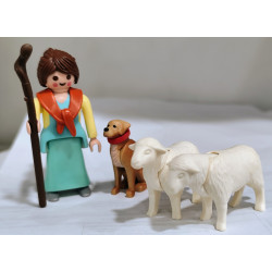 PLAYMOBIL  ALDEANA , PASTORA CON OVEJAS Y PERRO  , BELEN - 27/6/25