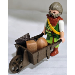 PLAYMOBIL  ALDEANO , REPARTIDOR DE PAN CON CARRETILLA  , BELEN - 27/6/25