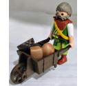 PLAYMOBIL  ALDEANO , REPARTIDOR DE PAN CON CARRETILLA  , BELEN - 27/6/25