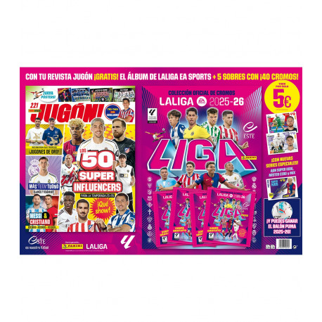 Cartón Albumazo La Liga 2025/26 (Rev. Jugón N.221 + Álbum + 5 Sobres) de Panini Cromos