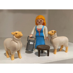 PLAYMOBIL ALDEANA , LECHERA CON OVEJAS , BELEN - 10/7/25
