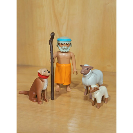 PLAYMOBIL ALDEANO PASTOR CON PERRO Y OVEJAS, BELEN - 10/7/25
