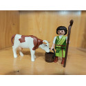 PLAYMOBIL  ALDEANO , PASTOR CON VACA , BELEN - 27/6/25