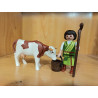 PLAYMOBIL  ALDEANO , PASTOR CON VACA , BELEN - 27/6/25