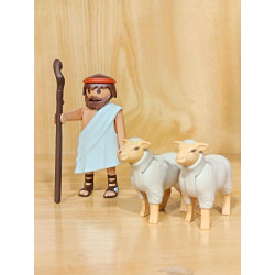 PLAYMOBIL ALDEANO CON OVEJAS , PASTOR , BELEN - 9/11/15