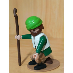 PLAYMOBIL  FIGURA CAGANER BARBA MARRON Y GORRO VERDE , BELEN