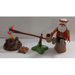PLAYMOBIL ALDEANO CON HOGUERA ASANDO PUN PEZ - 9/11/15