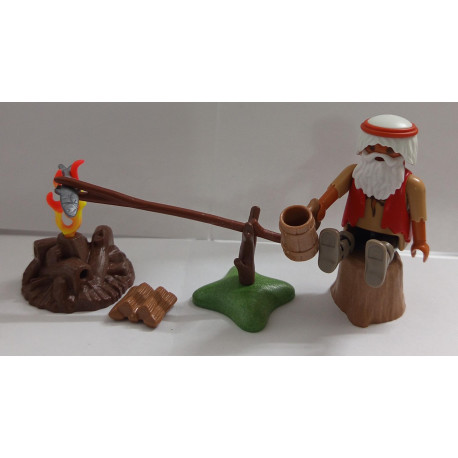 PLAYMOBIL ALDEANO CON HOGUERA ASANDO PUN PEZ - 9/11/15