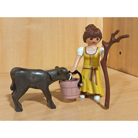 PLAYMOBIL ALDEANA , PASTORA CON VACA , BELEN  - 10/7/25
