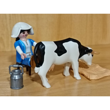 PLAYMOBIL BELEN ,GRANJERA ORDEÑANDO VACA - 22/7/26