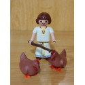 PLAYMOBIL BELEN ,NIÑA CON GALLINAS MARRONES - 22/7/26