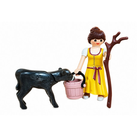 PLAYMOBIL ALDEANA , PASTORA CON VACA , BELEN - 22/7/26