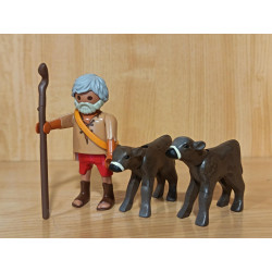 PLAYMOBIL BELEN ,ALDEANO PASTOR CON TERNEROS - 22/7/26