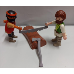 PLAYMOBIL BELEN ,ALDEANOS LEÑADORES CORTANDO TRONCOS  - 22/7/26