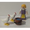 PLAYMOBIL NIÑA CON GALLINAS , BELEN , MEDIEVAL