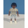 PLAYMOBIL FIGURA MUJER NEGRA CON CAMISETA A RAYAS  - 7/4/21