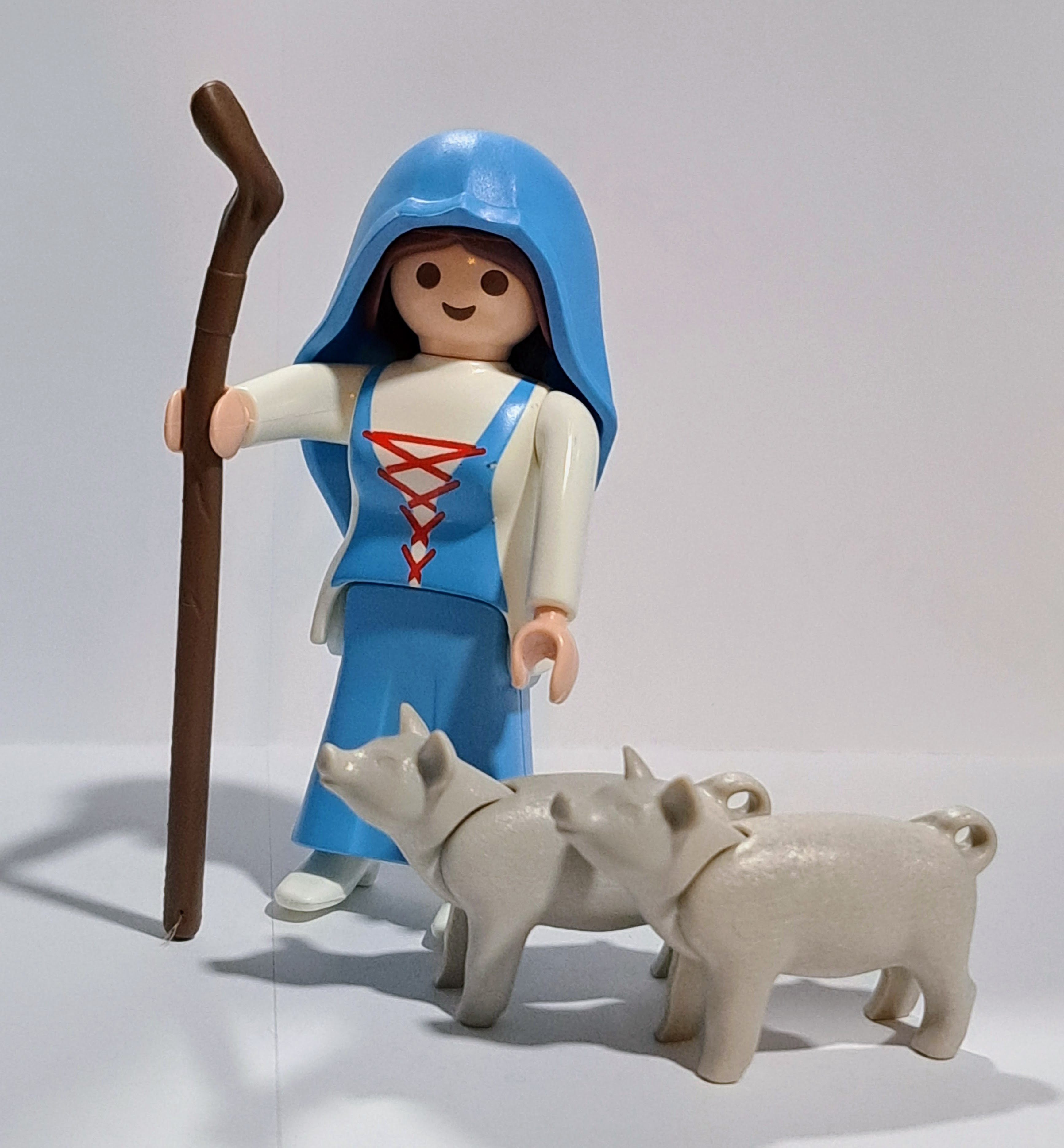 PLAYMOBIL ALDEANA , PASTORA CON CERDITOS , MEDIEVAL , BELEN - 16/6/23
