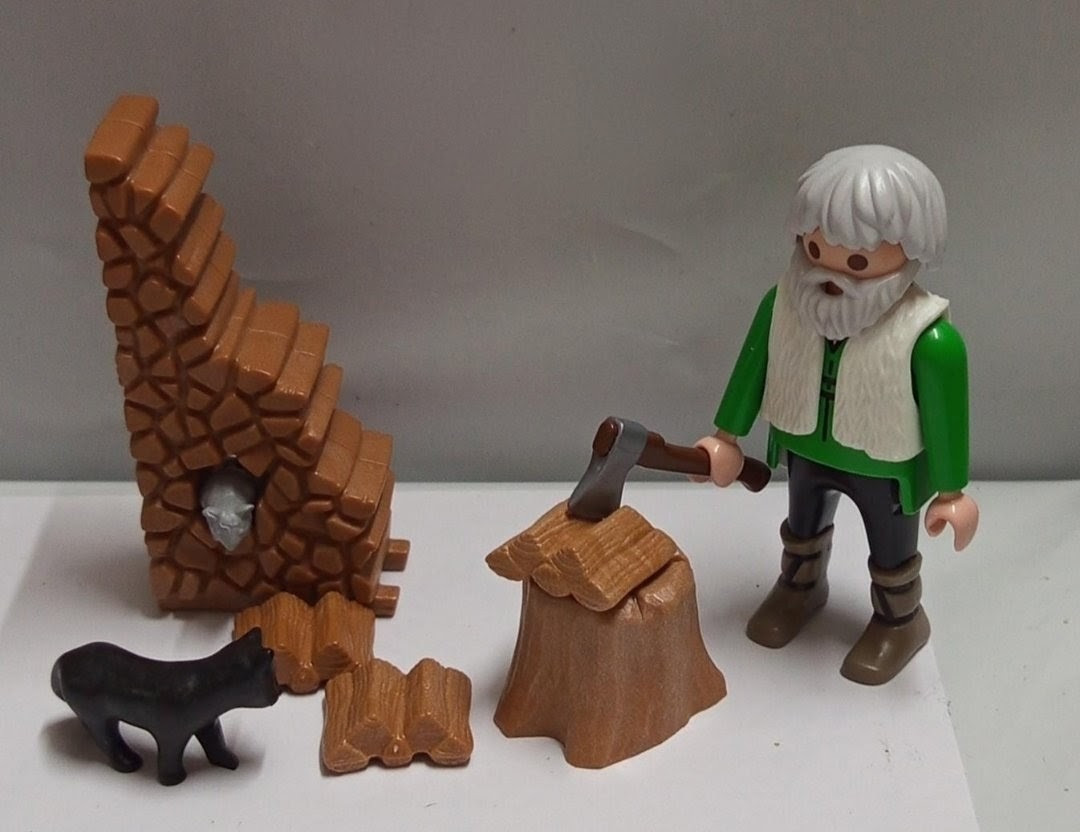 PLAYMOBIL BELEN ,ALDEANO , LEÑADIR CON GATO